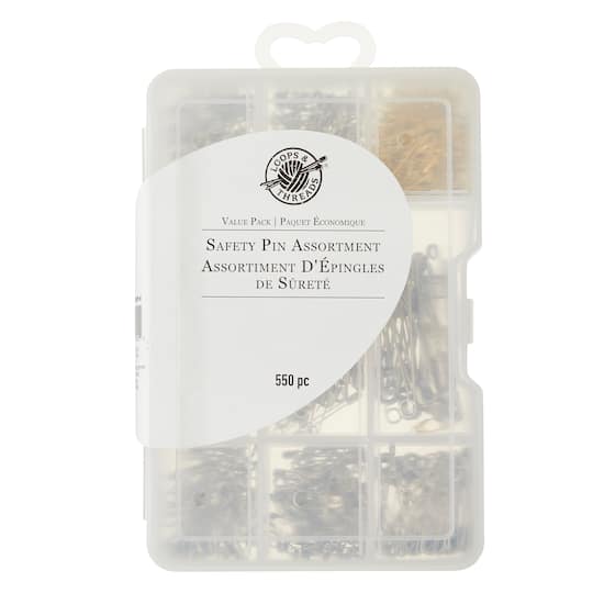 6 Packs: 550 ct. (3,300 total) Mixed Safety Pins by Loops & Threads™